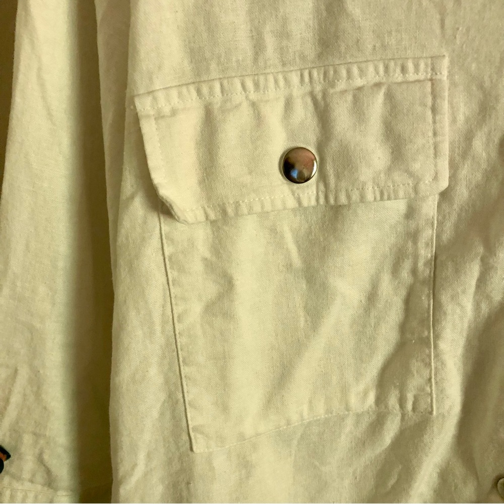 CJ Banks Plus Size White Linen Jacket - Picture 3 of 9